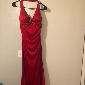 Perfect red gown with waterfall back